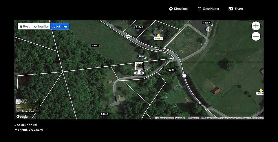 The lot with no house in pic