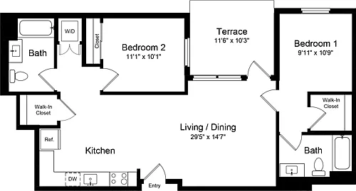 Floor plan 2 Bedroom CT