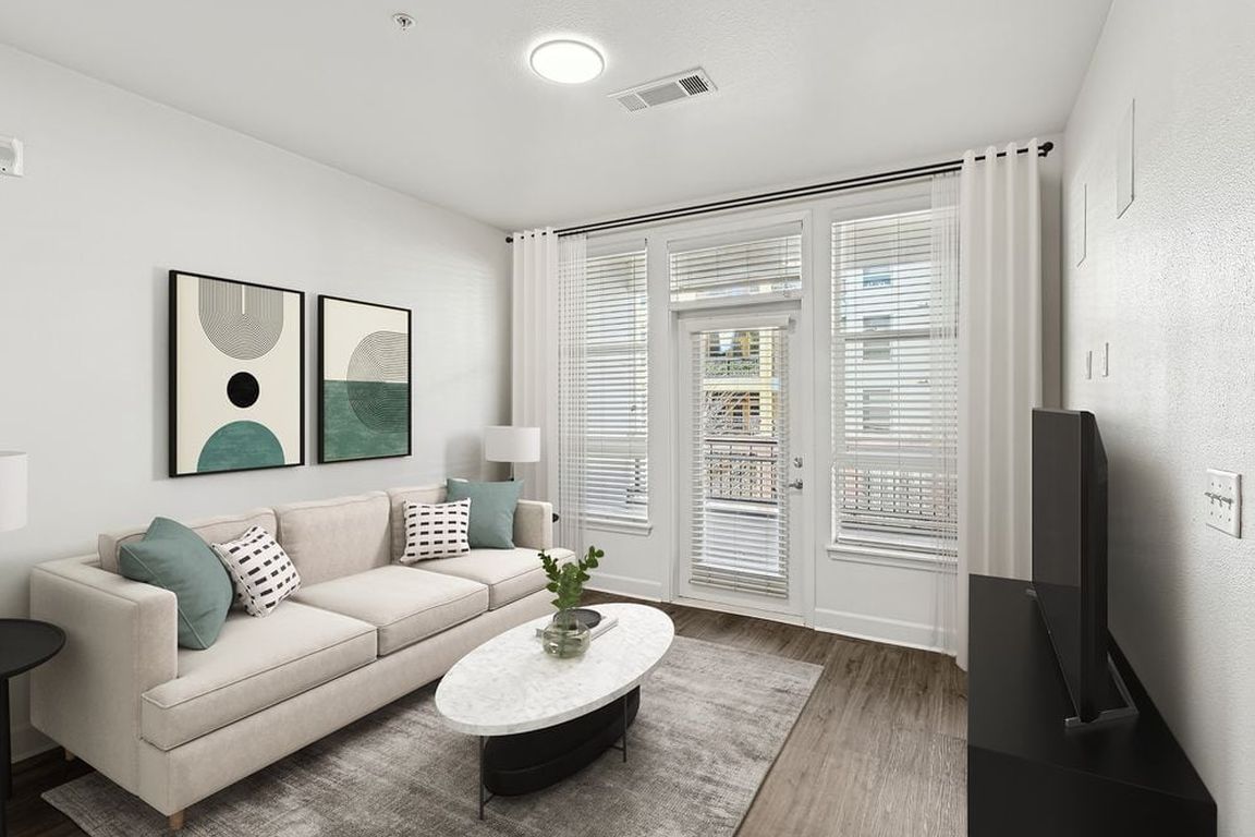 Living room with hard surface flooring