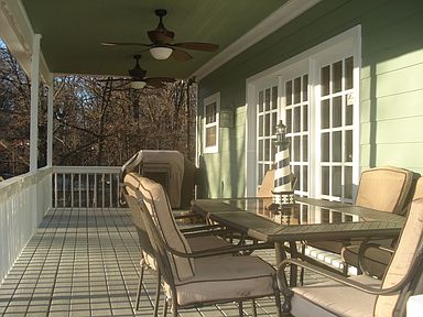 Covered lake side deck