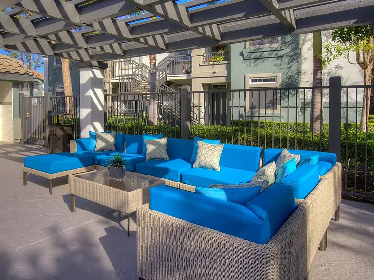 Swimming pool with lounge seating