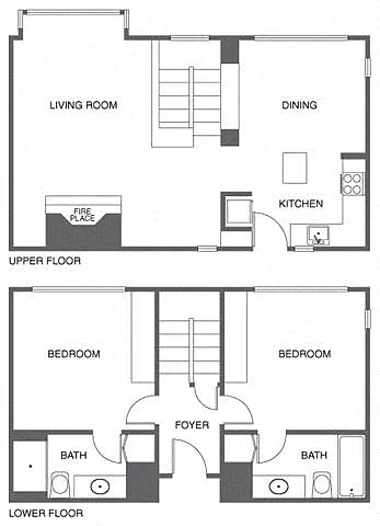 Floor plan 2 Bed, 2 Bath