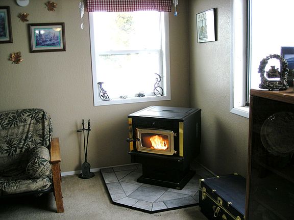 Pellet stove in living area