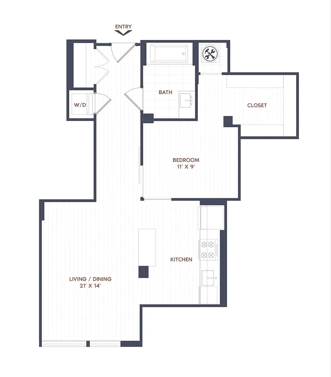 Floor plan 1 Bed/1 Bath-A12