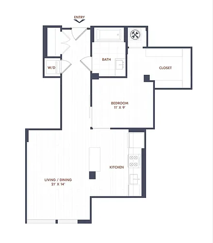 Floor plan 1 Bed/1 Bath-A12