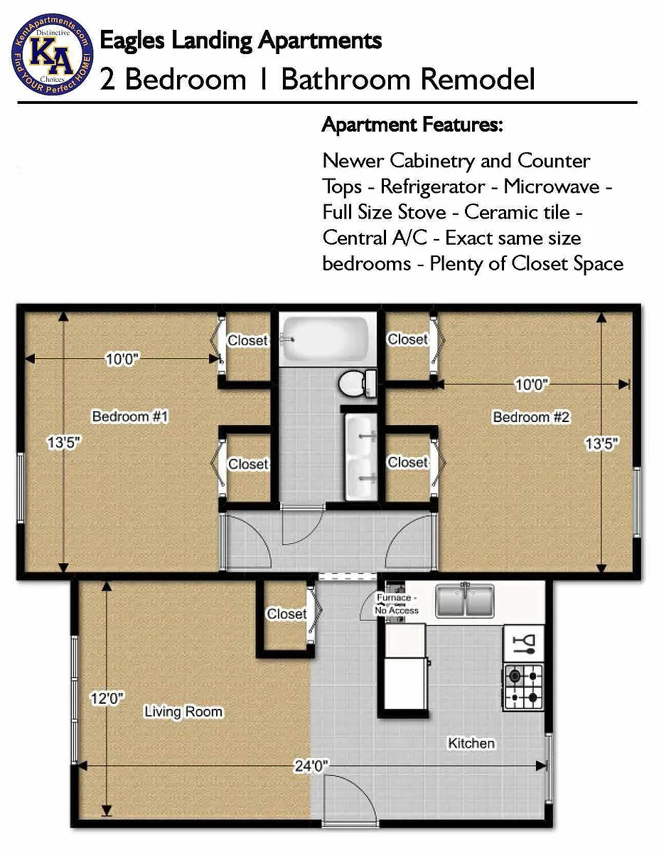 Floor plan 2 Bedroom - 1 Bath Remodel