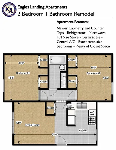 Floor plan 2 Bedroom - 1 Bath Remodel