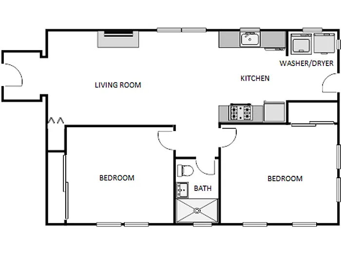 Floor plan 2 Bed / 1 Bath: Type A