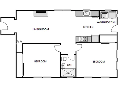 Floor plan 2 Bed / 1 Bath: Type A