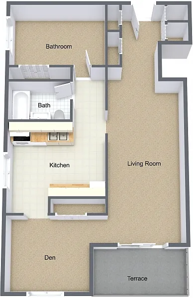 Floor plan One Bedroom Deluxe Upgraded