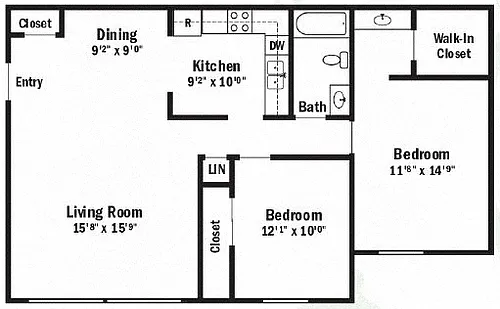 Floor plan 2 Bedroom Apartment