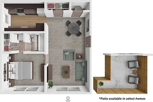 Floor plan 1bd 1bth garden