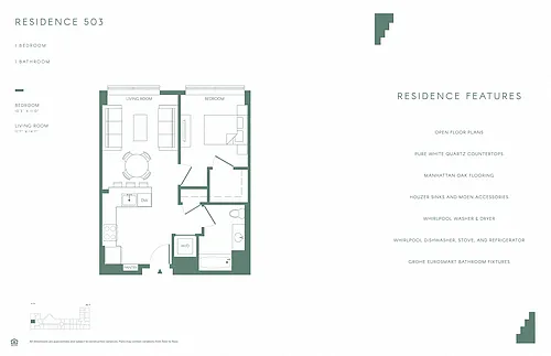 Floor plan 1 Bed-1Bath