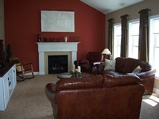 Living room with cozy fireplace
