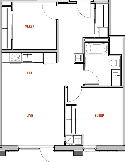 The Eddy - T - 1 Beds - 1 Baths - 764 Sq. ft.