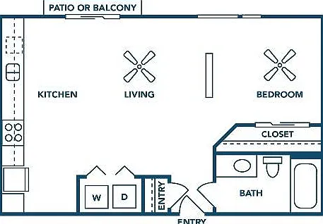 Studio | 1 Bath | 590 SF Studio | 1 Bath | 590 SF