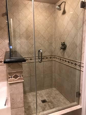 Custom shower with speakers