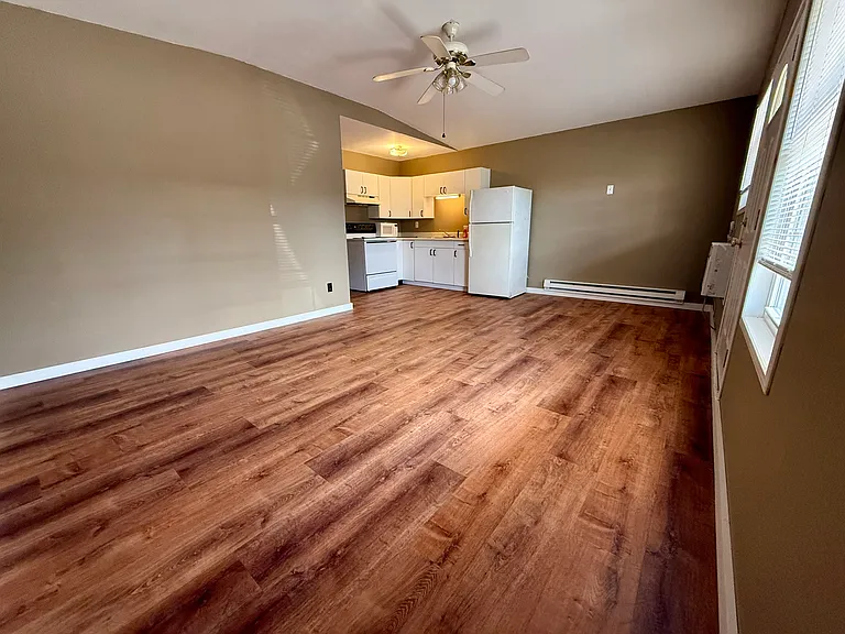 Large living room and open dining area