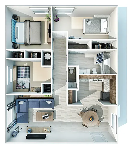 Floor plan 3 Bedroom, 1.5 Bath