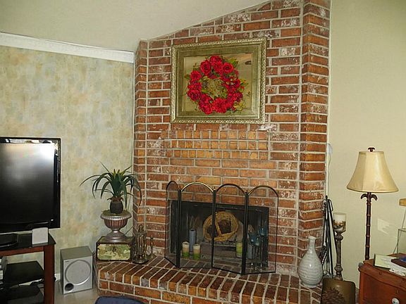 Wood burning fire place.