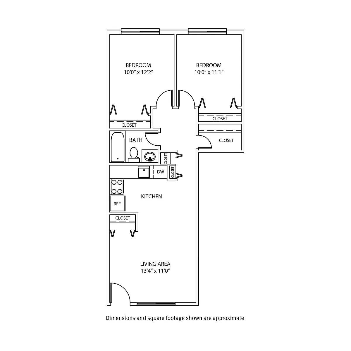 Floor plan 2 Bedroom / 1 Bath_714