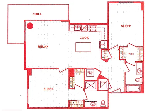 Floor plan 2 Bed/2 Bath s-b11