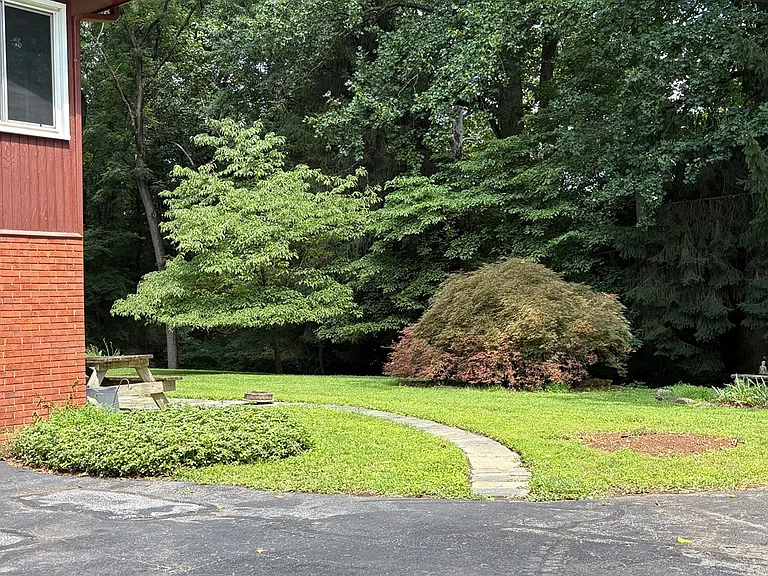 Walk from Driveway to Patio Basement Apt Entrance
