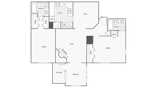 Floor plan Camelia Previous Reno 2X2