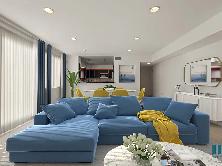 Living Room, Dining, and Kitchen with Large-Size Windows
