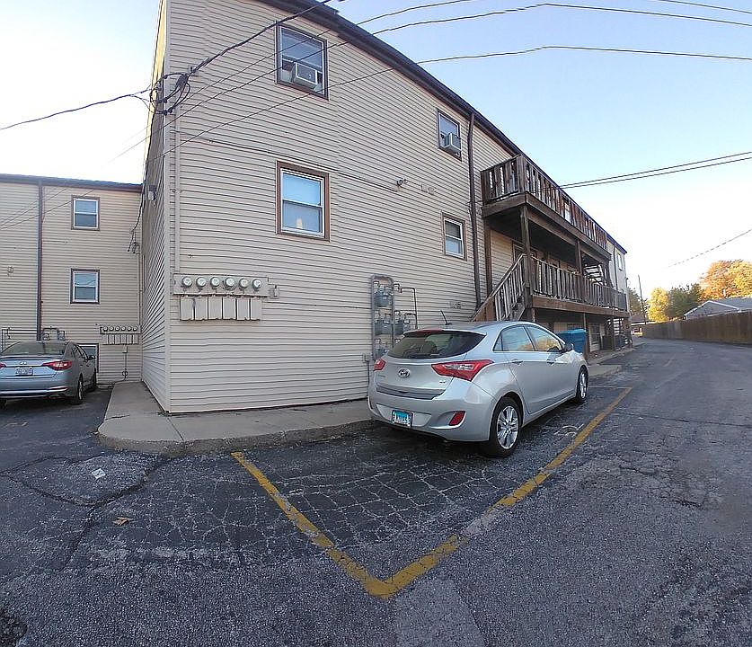 At the back of the building