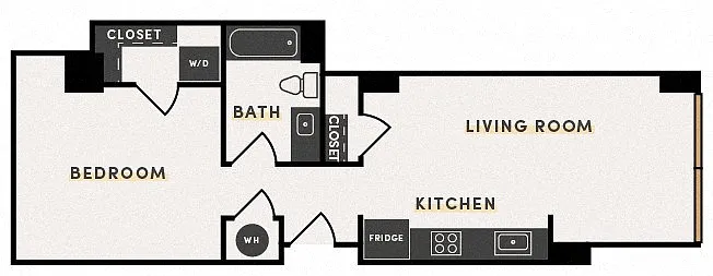 Floor plan 1 Bed E (ALT 2)