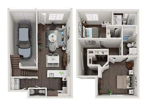 Floor plan Two Bedroom Two and a Half Bathroom 1,197 Sq Ft Wi