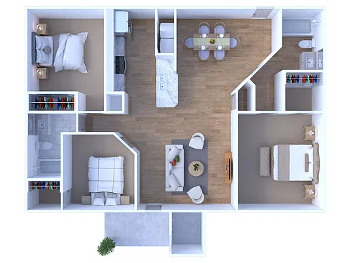 Floor plan 3 BR - 2 BTH Upgraded