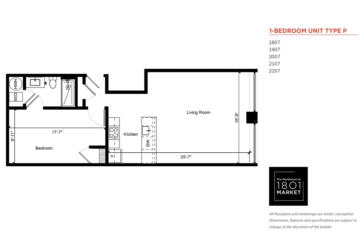 Floor plan One Bedroom P