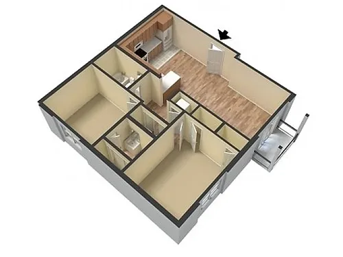 Floor plan Remodeled 2 Bedroom, 1.5 Bath