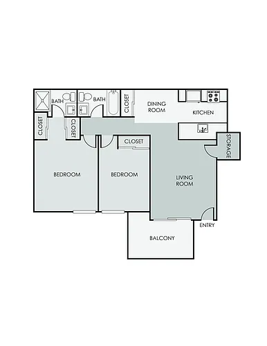Floor plan 2 Bedroom 2 Bath