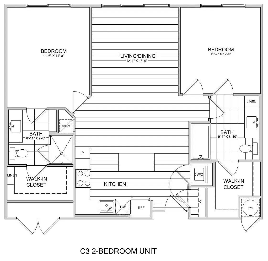 Floor plan 2 Bed/2 Bath-C3