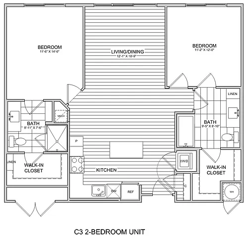 Floor plan 2 Bed/2 Bath-C3