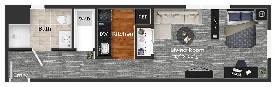 Floor plan 304,404,504,604 STUDIO - 1 BATH