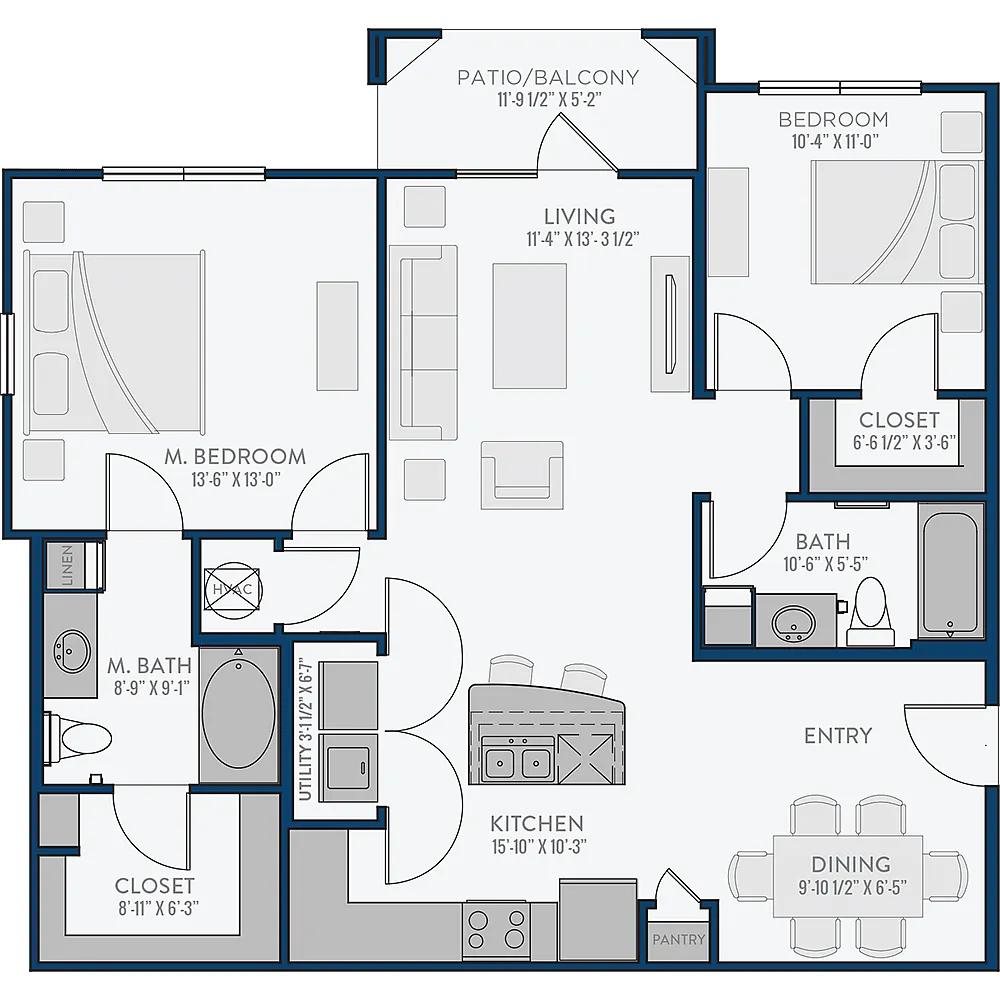Floor plan 2 Bedroom 2 Bathroom