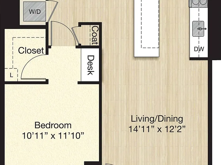 Tier 63.2 - 1 Bed/1 Bath w/ Terrace: Unit#'s 563, 763, 963 and 1163 Tier 63.2 - 1 Bed/1 Bath w/ Terrace: Unit#'s 563, 763, 963 and 1163