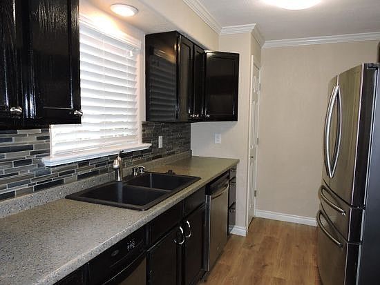Galley style kitchen with pantry