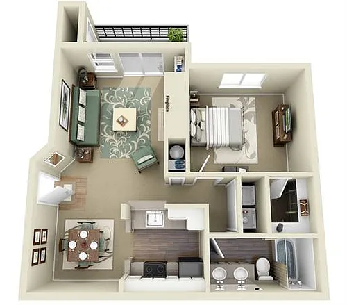 Floor plan 1 Bed/1 Bath-A1