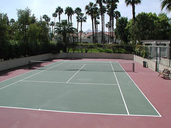 Building is adjacent to tennis courts