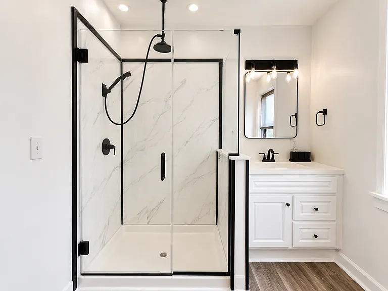 Renovated bathroom with clean contemporary design