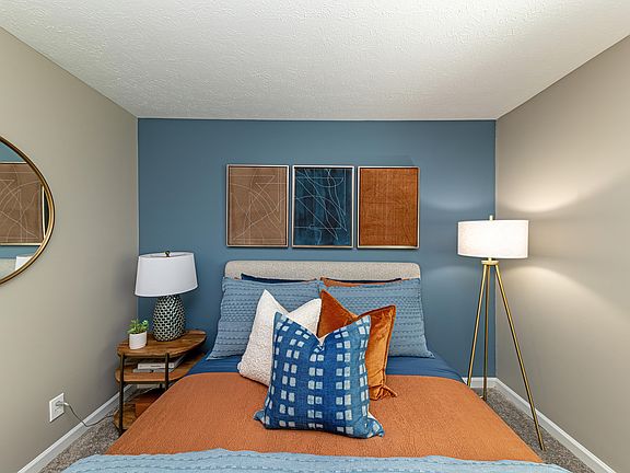 Cozy bedroom with carpet