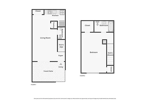 Floor plan 1 Bed 1 Bath Townhome