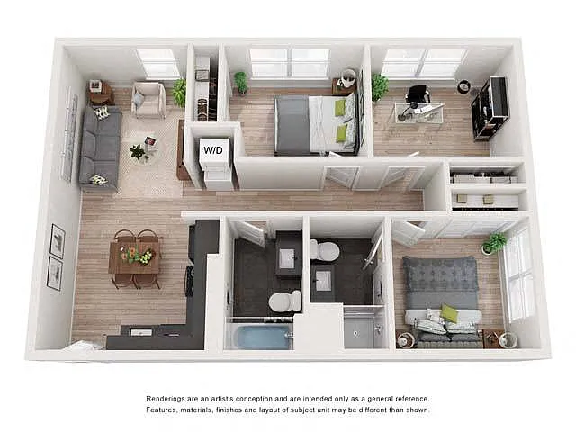 Floor plan 3 Bedrooms, 2 Bathrooms Income Restricted