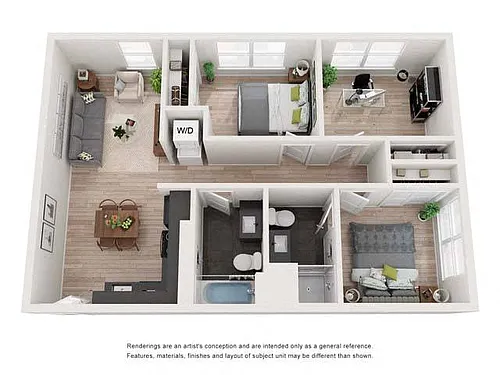 Floor plan 3 Bedrooms, 2 Bathrooms Income Restricted