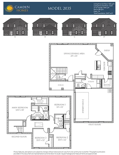 Floor plan 4 Bedrooms and 2.5 bathrooms